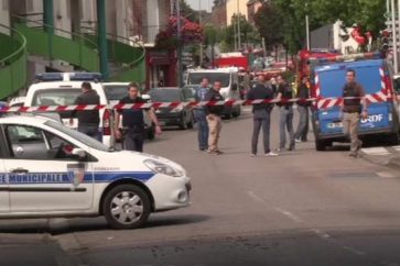 French police close road leading to the church