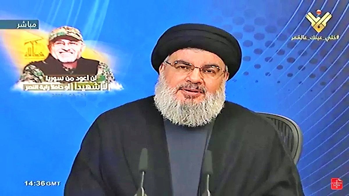 Hezلاollah Secretary General Sayyed Hasan Nasrallah during a televised Speech in June 24