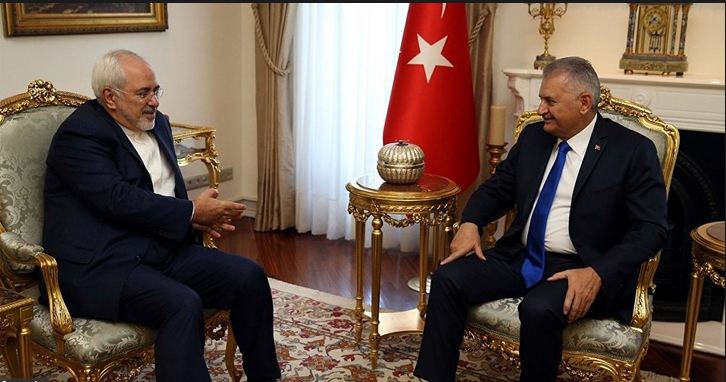 Iranian FM Mohammad Javad Zarif meeting Turkish PM Binali Yıldırım