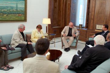 President Bashar al-Assad meets British delegation in Damascus on Sunday, August 4, 2016