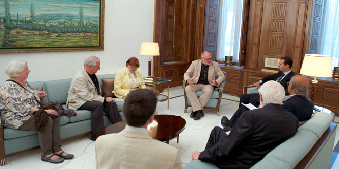 President Bashar al-Assad meets British delegation in Damascus on Sunday, August 4, 2016