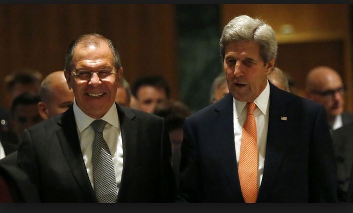 Russian FM Sergey Lavrov and US Secretary of State John Kerry