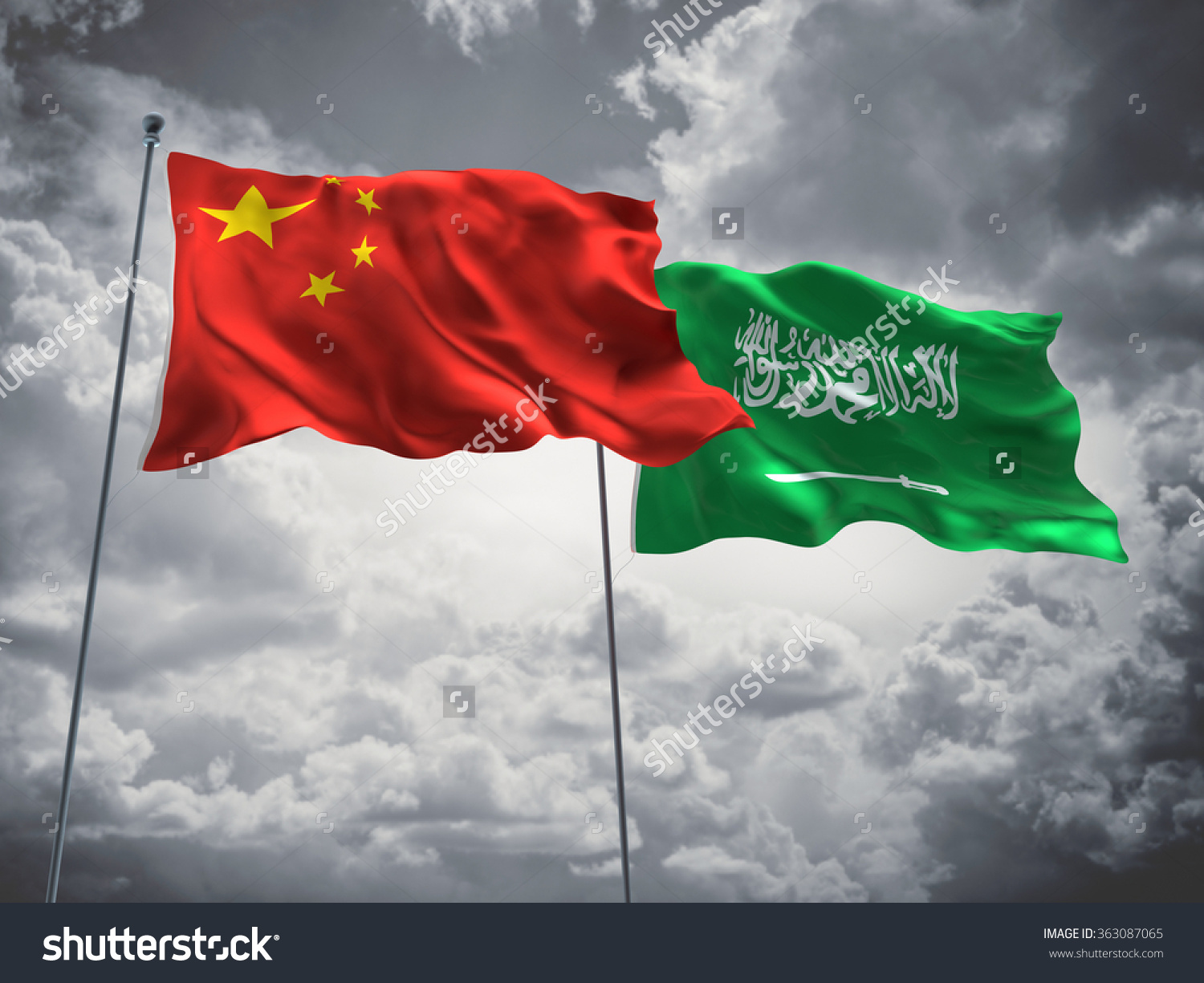 China and Saudi Arabia flags