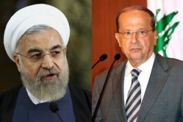 Lebanese Presidnet Michel Aoun and his Iranian counterpart, President Hasan Rouhani
