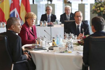 U.S. President Barack Obama, German Chancellor Angela Merkel, French President Francois Hollande and Italian Prime Minister Matteo Renzi meet at the chancellery in Berlin, Germany, November 18, 2016. © Kay Nietfeld / Reuters