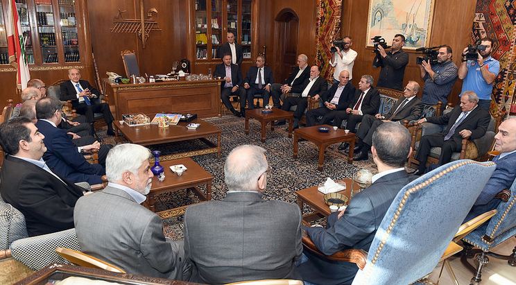 House Speaker Nabih Berri receiving a number of MPs
