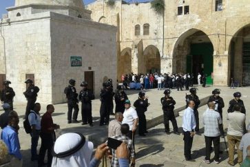 Zionist Occupation Troops banning Palestinians from entering Al-Aqsa Mosque