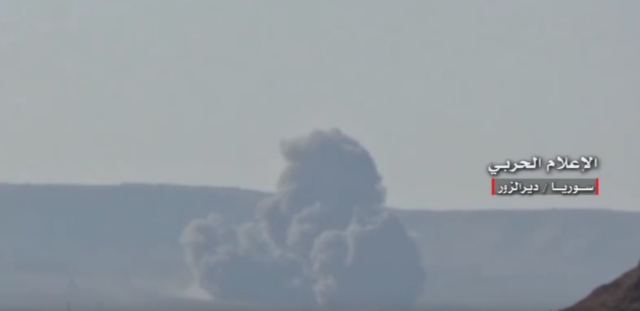 A strike by Syrian air force on militants in Deir Ezzor