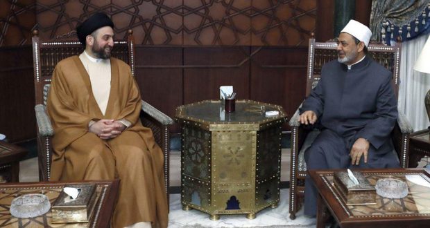 Iraq's National Coalition Chief Sayyed Ammar Hakim meeting with Sheikh Ahmad Al-Tayyeb, the Grand Imam of Al-Azhar
