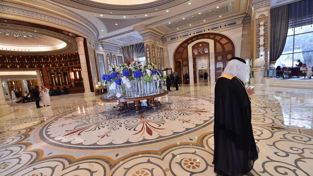 The lobby of the Ritz-Carlton hotel in Riyadh where many high-profile suspects detained in a major purge have been held since early November 2017. Giuseppe Cacace / AFP