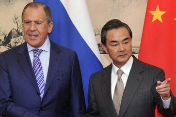 Russian Foreign Minister Sergei Lavrov and his Chinese counterpart, Wang Yi.