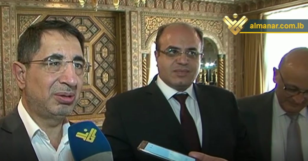 Lebanon's Minister of Industry Dr. Hussein Hajj Hasan and Syria's Minister of Economy MOhammad Al-Khalil