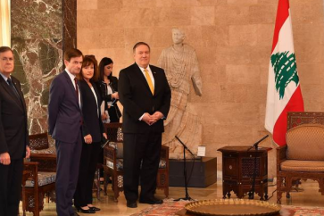 US Secretary of State Mike Pompeo and his entorage waiting for President Michel Aoun at Baabda Palace