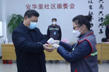 Chinese President Xi Jinping visits the Anhuali neighbourhood in Beijing on Monday (February 10), photo by Xinhua.