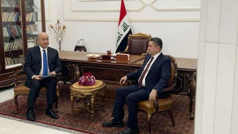 Iraqi President Barham Salih (left) sits with the new Prime Minister-designate Adnan Al-Zarfi, March. 17, 2020. (Phot by Iraq Presidency Office via Kurdistan 24).