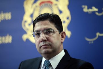 Moroccan Minister of Foreign Affairs International Cooperation, Nasser Bourita, attends a press conference after holding talks with his Spanish counterpart, in Rabat, Morocco, Monday, June 3, 2019. (AP Photo/Mosa'ab Elshamy)