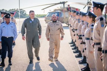 The Commander of the Israeli Air Force, Amikam Nurkin, receives the chief of the UAE Air Force, Ibrahim Nasser Mohammed al Alawi in the Zionist entity , on October 25, 2021.