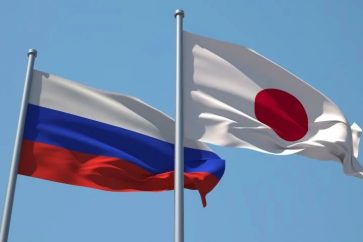 Japan Russia flags