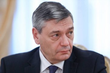 MOSCOW, RUSSIA - JUNE 18, 2021: Russia's Deputy Minister of Foreign Affairs Andrei Rudenko during a meeting between foreign ministers of Russia and Belarus at the Reception House of the Russian Ministry of Foreign Affairs. Russian Ministry of Foreign Affairs/TASSÐîññèÿ. Ìîñêâà. Çàìåñòèòåëü ìèíèñòðà èíîñòðàííûõ äåë ÐÔ Àíäðåé Ðóäåíêî íà âñòðå÷å ãëàâ ÌÈÄ Ðîññèè Ñåðãåÿ Ëàâðîâà è Áåëîðóññèè Âëàäèìèðà Ìàêåÿ â Äîìå ïðèåìîâ ÌÈÄ ÐÔ íà Ñïèðèäîíîâêå. Ïðåññ-ñëóæáà ÌÈÄ ÐÔ/ÒÀÑÑ