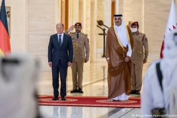 Emir of Qatar Sheikh Tamim bin Hamad Al Thani and Chancellor of Germany Olaf Scholz