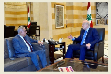 Caretaker PM Najib Mikati meeting with FM Abdallah Bou Habib  at the Grand Serail