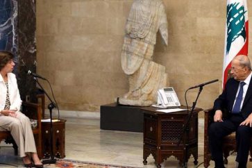 President Michel Aoun and  French Foreign Minister Catherine Colonna