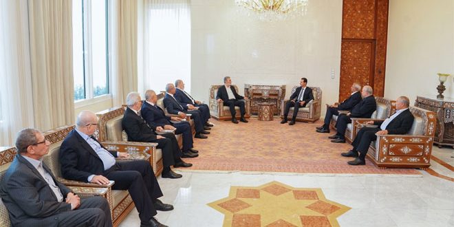 Syrian President Bashar Al-Assad hosting Palestinian delegation