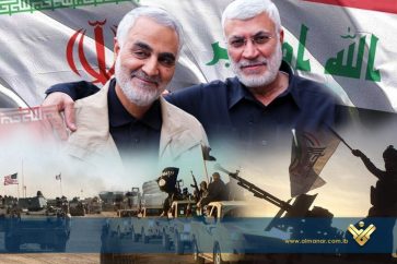 Former head of IRGC's Al-Quds Force General Martyr Qassem Suleimani and Deputy Head of the Hashd Shaabi Committee Hajj Martyr Abu Mahdi Al-Muhandis