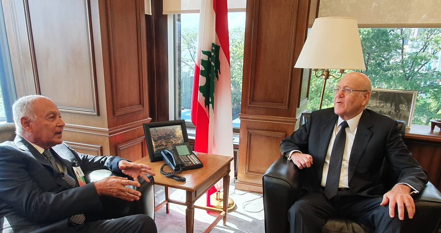 Caretaker Prime Minister, Najib Mikati,during his meeting with Arab League Secretary-General, Ahmed Aboul Gheit, (November 1, 2022)