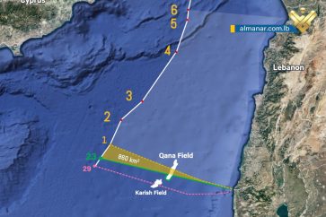 Lebanon maritime borders map