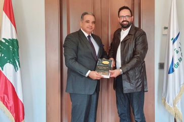 Lebanese caretaker minister of culture, Mohammad Al-Murtada hosting Al-Manar Website's Director, Diaa Abu Taam