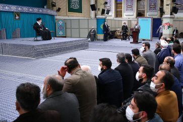 Supreme Leader Imam Ali Khamenei addressing a group of Ahl al-Bayt (PBUH) eulogist