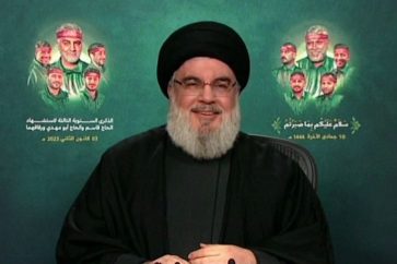 Hezbollah Secretary General in a televised speech in commemoration of the martyrdom of Haj Qassem SUleimani and Abu Mahdi Al-Muhandis on Tuesday, January 3, 2023.