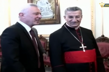 Head of Marada Movement Suleiman Frangiyeh and the Maronite Patriarch Bechara Al-Rai in Bkiriki )Photo from archive)