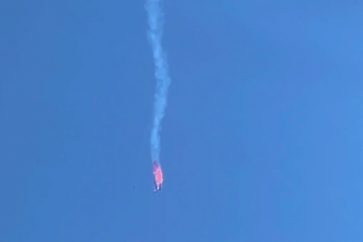 A screen capture of a video showing the downed Israeli Hermes 450 drone (Monday, February 26, 2024).