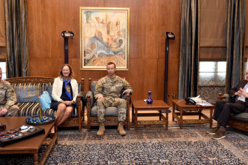 House Speaker Nabih meets with the head of the committee monitoring ceasefire in Lebanon General Jesper Jeffers and the full-time senior U.S. military leader in Beirut, Major General Michael Leeney, in presence of the US Ambassador Lisa Johnson