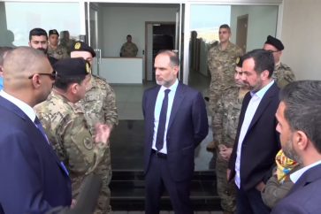 Lebanese minister of transportation and public works, Fayez Rasamne, inspecting Beirut's Port