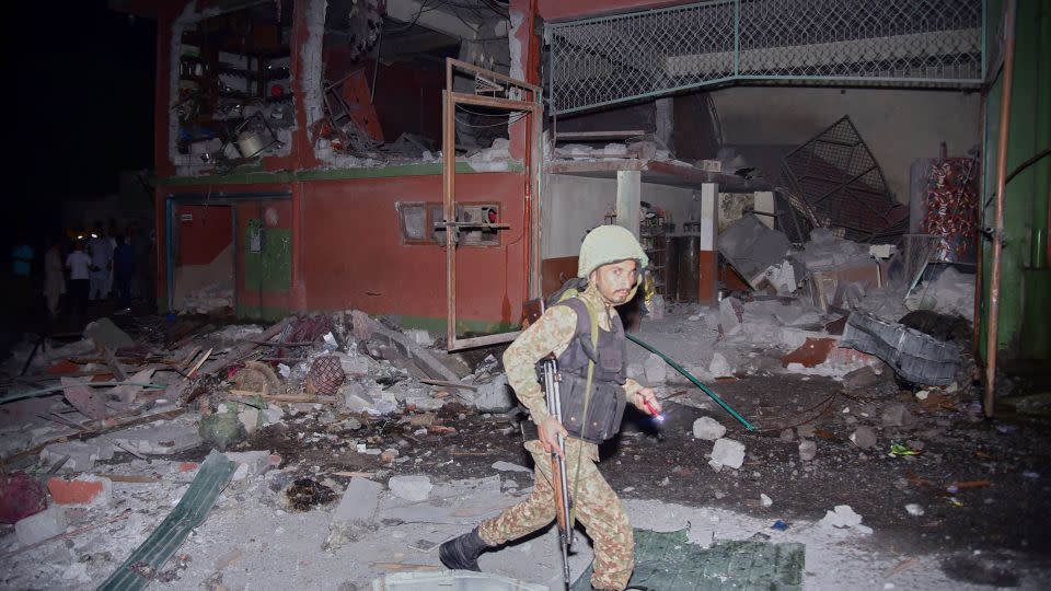A building damaged by an Indian missile strike near Muzaffarabad in Pakistan-administered Kashmir on May 7, 2025. - MD Mughal/AP