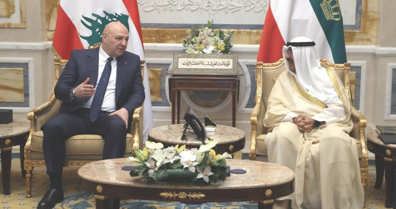President of the Republic, Joseph Aoun, and Acting Prime Minister and Minister of Interior of Kuwait, Sheikh Fahad Yusuf Saud Al-Sabah