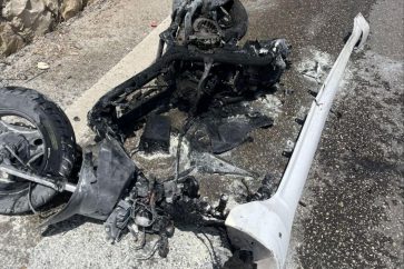 Israeli air raid on a motorcycle in Arnoun