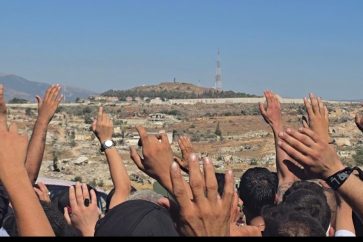 Ashura mourners in Kfarkila off Israeli occupation outpost of Al-Raheb
