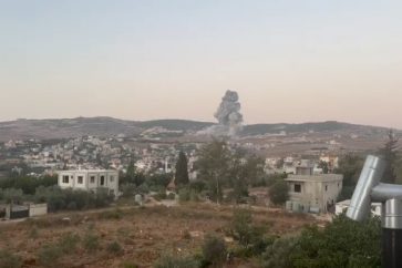 Israeli war jets carry out a series of air raids on the outskirts of Nabatieh Al-Fawqa town, South Lebanon