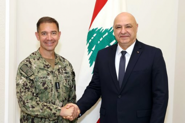 Lebanese President Michel Aoun and US Central Command Chief Admiral Brad Cooper