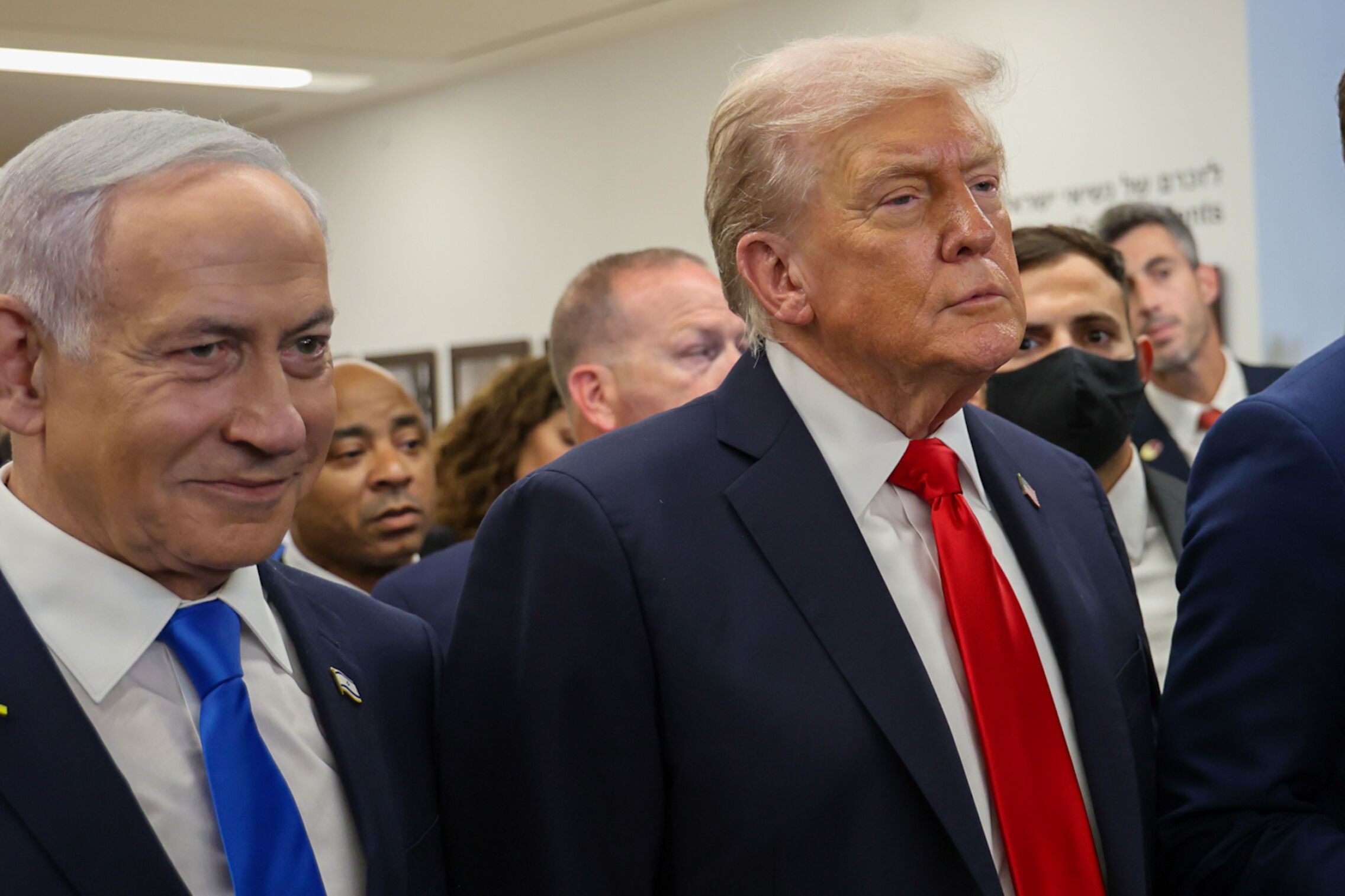 US President Donald Trump and Israeli PM Benjamin Netanyahu at the Knesset (Monday, October 13, 2025).